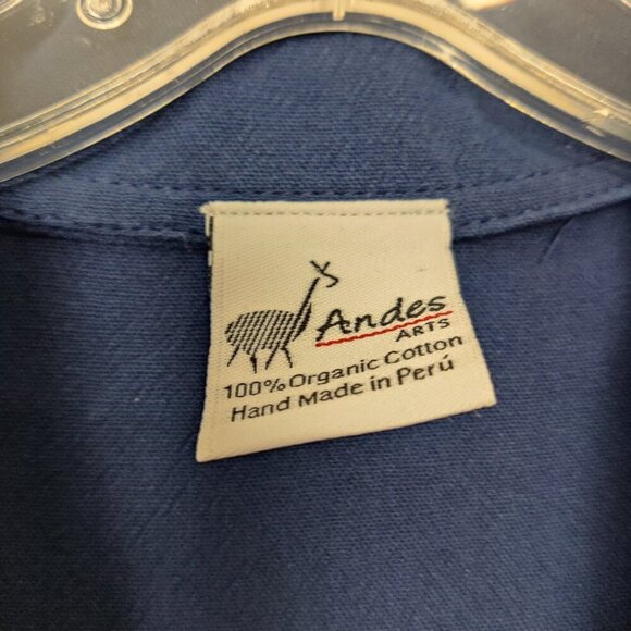 Andes Men's Short Sleeve Blue Cotton Handmade T-shirt Size Large Awayo Tee - Picture 2 of 9